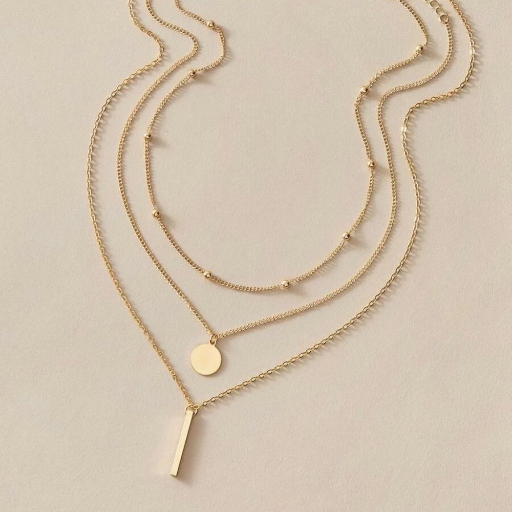 🔥4 for $25🔥 3 pcs Bar & Disc Charm Necklace